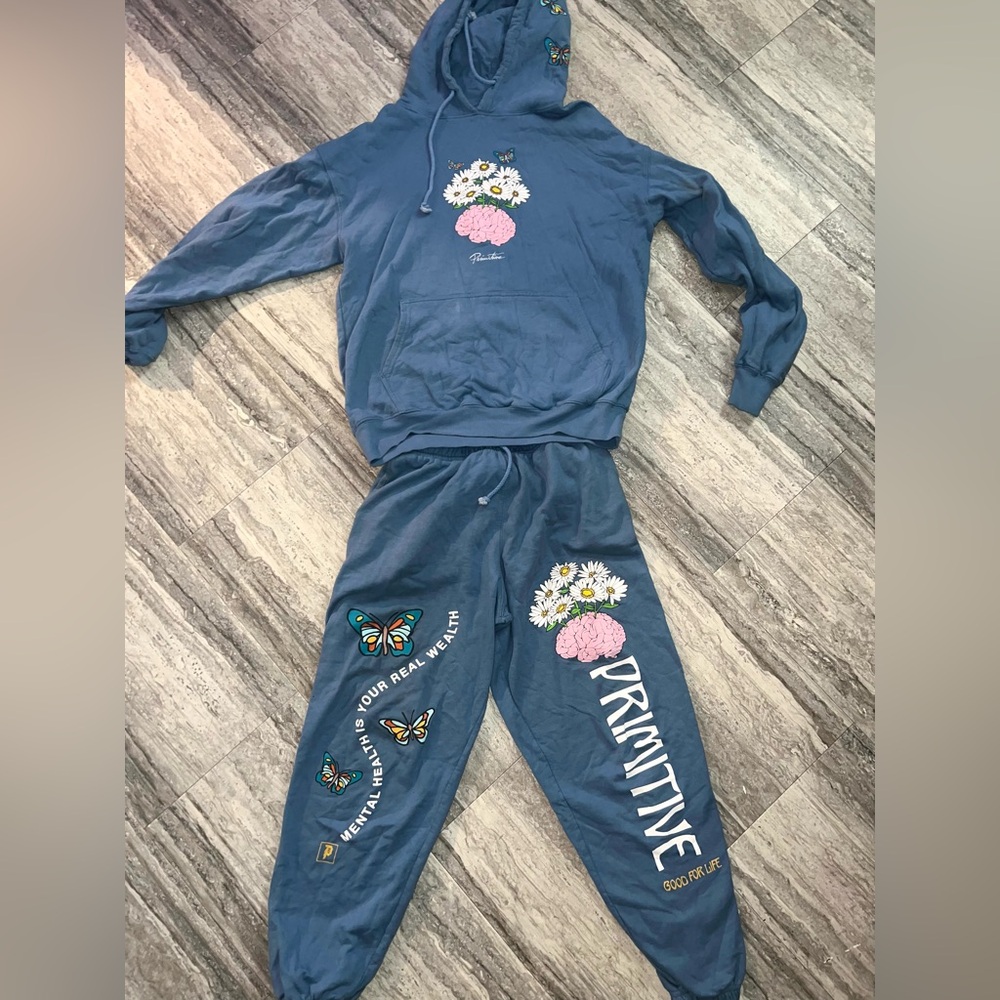 Primitive Blue Floral & Butterfly Lounge Set